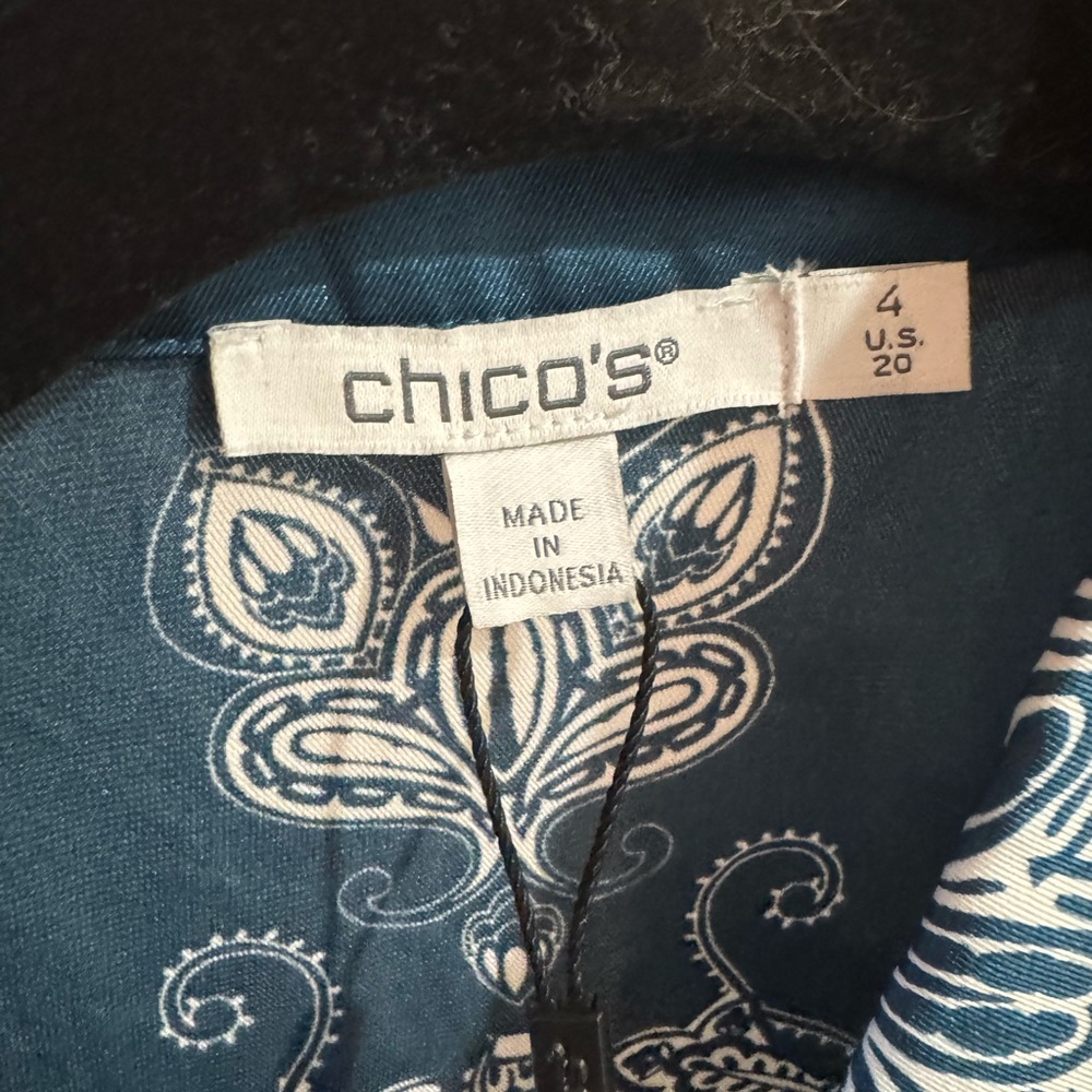 Chico's Blue and White Paisley Blouse - Picture 4 of 5